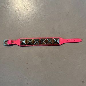 Valentino Rockstud Buckle Bracelet Pink With Silver Studs